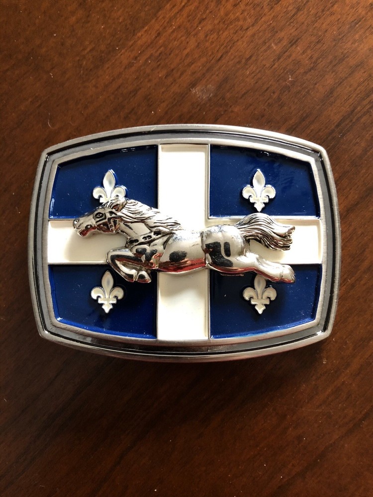 Quebec Flag Fleur De Lys Western Horse Quebecois Metal Unisex Men’s Belt Buckle