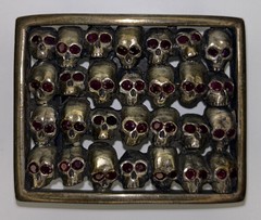 soffer ari belt buckle 925 silver with ruby gemstones in skull eyes