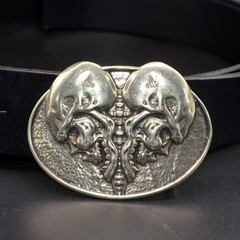 White Copper Skull Heart Design Gothic Men&rsquo;s Belt Buckle (Belt Not Included)