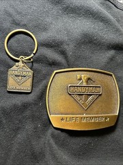 Bronze Handyman ‘Life Member&rsquo; Belt Buckle and Keychain Set