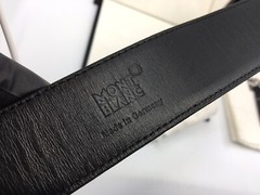New Authentic Montblanc Sterling Silver Buckle Trapeze Calf Strap Belt