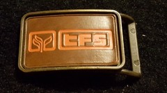 Awesome Vintage collectible TFS Leather on Metal Belt Buckle
