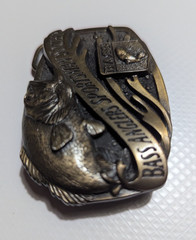 Bass Anglers Sportsman Society Brass Belt Buckle Antique Brass Color 1980s
