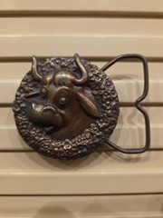 Ferdinand the Bull belt buckle western Bergamot Brass Works 1976 Vintage & Rare