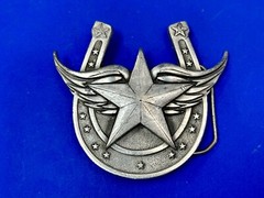 Lucky Star In Horseshoe Vintage 2004 Cutout Great American Products Belt Buckle