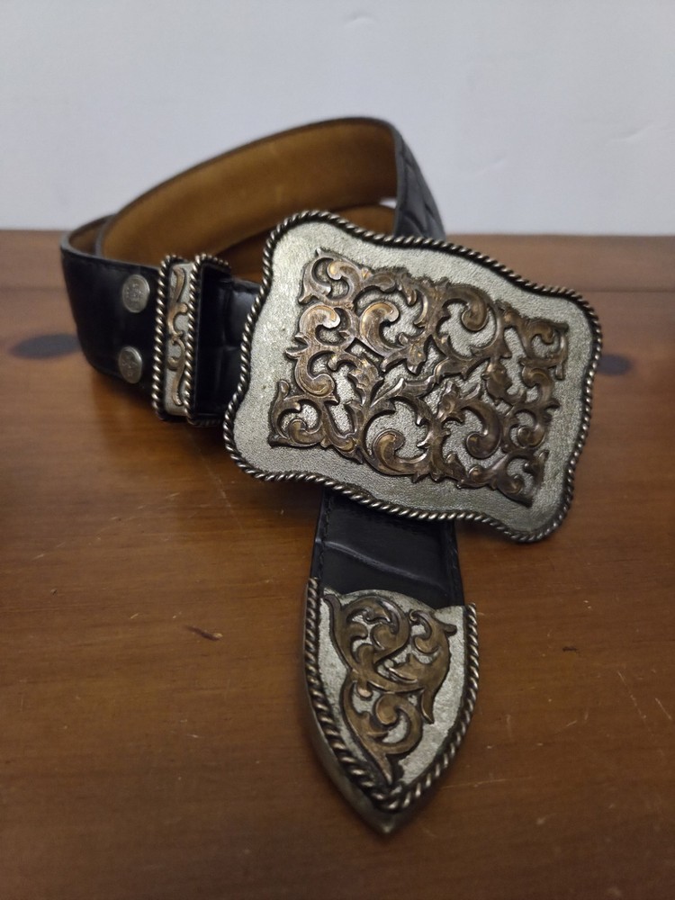 Al Beres Diablo Genuine Leather Black Belt, Nickel Buckle, Made In USA 32&Prime; Waist
