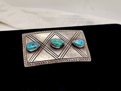 NATIVE AMERICAN NAVAJO KEE JOE BENALLY CARVED STAMPED SILVER BELT BUCKLE