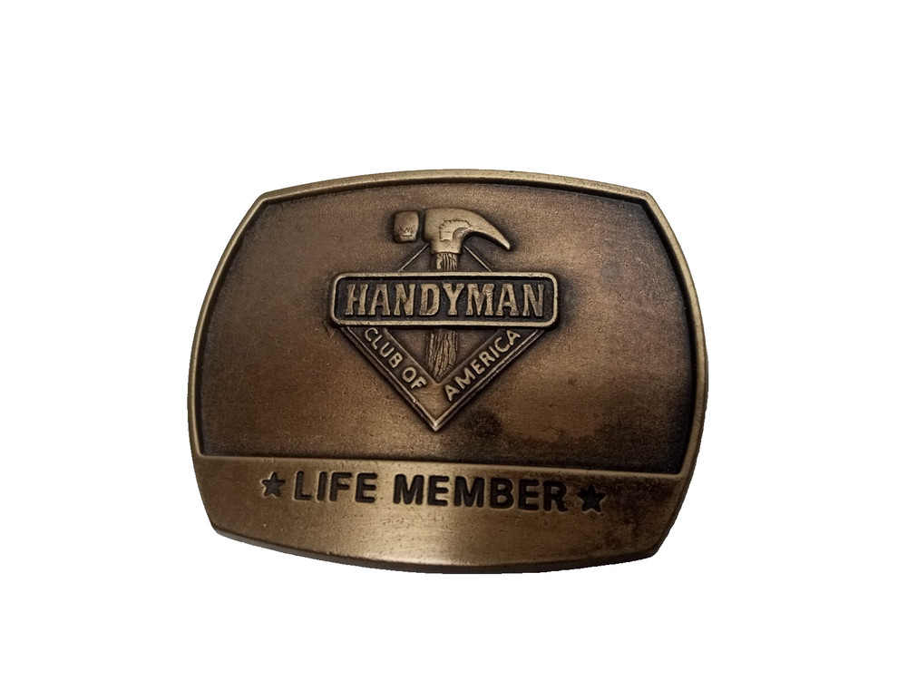 1996 Vintage Handyman Club Of America Life Member Brass Belt 3&Prime; Buckle