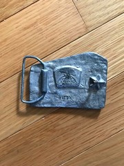 Vintage 1970&rsquo;s Fire Fighters Belt Buckle USA Ladder Truck Finest Antique Finish