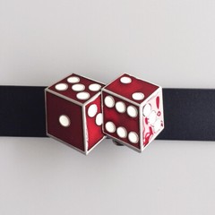 Red Enamel Dices Casino Gamble Vintage Belt Buckle Gurtelschnalle