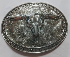 CHR7 WESTERN STEER Cowboy Rodeo Style ✖ Belt Buckle Buck ✖ Chrome/silver Bull US