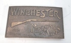 Winchester Repeating Arms New Haven Conn. Rifle Guns Vintage Brass Belt Buckle