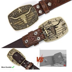 SANSTHS Western Cowboy M for 38&Prime;-41&Prime; Waist, Bronze Star Bull/Coffee Belt