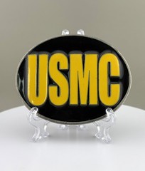 USMC Marine Corps Black Yellow Enamel Belt Buckle Siskiyou Military Gift