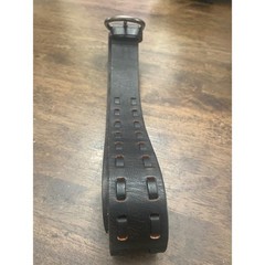 Black Genuine Leather Woven Cutout Belt Gunmetal Horseshoe Buckle Mens Womens