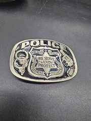 Belt Buckle Protect Serve Badge Police Officer USA Department