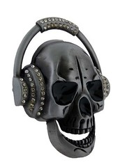 Mens Belt Buckles Skull Head Phone Some Rhinestones Music Hip Gothic DJ Bikers.