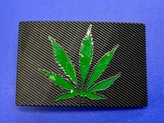 Marijuana Cannabis Weed Pot Leaf Green & Black Color Rectangular Belt Buckle