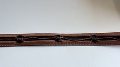 Southwestern Bull Buffalo Skull Cowboy Buckle Leather Justin Fenced Belt Sz 38