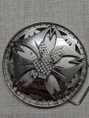 vintage PLAYBOY belt buckle SPINNER chrome BUNNY metal rhinestone STUDDED