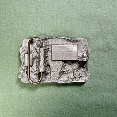 Vintage 1984 Siskiyou Railroads Built America Pewter Belt Buckle Train USA Made