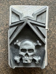 HEAVY METAL BELT BUCKLE LIGHTER SKULL CROSSBONES STARS BOTTLE OPENER VTG ROCK