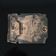Rustic Copper Belt Buckle With Geometric Relief Design For Jeans