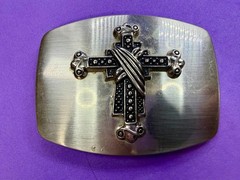 Gothic Medieval Centerpiece Iron Cross 3D Raised On Silver Color Belt Buckle