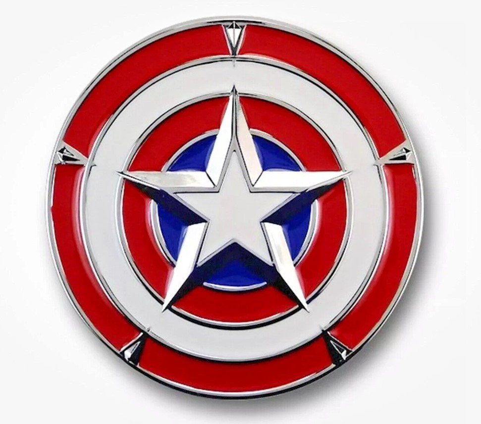 🔴⚪🔵 MARVEL CAPTAIN AMERICA SHIELD 3X3 METAL AVENGERS SUPER HERO BELT BUCKLE