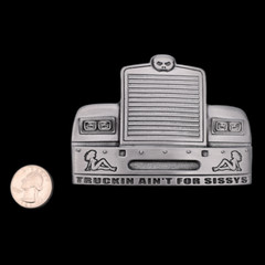 Truckin Ain&rsquo;t For Sissys Mudflap Girl Trucker Grill Semi Tractor Belt Buckle