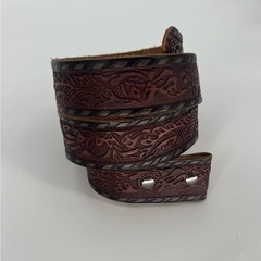 Ariat Embossed Leather Tooled Buckle Belt – Western Dark Brown