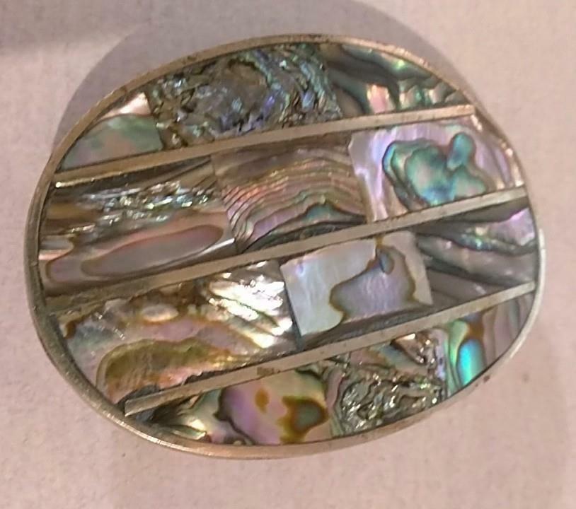 Vintage Mexico Alpaca with Inlaid Abalone Belt Buckle – Really Nice Old Buckle