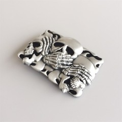 Vintage Style Black Enamel Flame Shy Skulls Tattoo Belt Buckle also Stock in US