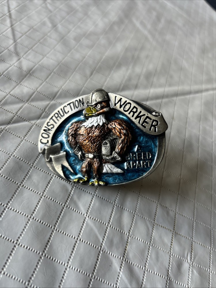 American Construction Worker Heavy Numbered Belt Buckle 1988 USA Eagle