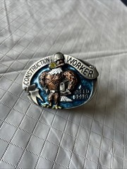 American Construction Worker Heavy Numbered Belt Buckle 1988 USA Eagle
