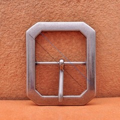 Men Rectangle Heavy Duty Strong Silver Center Bar Pin Belt Buckle Fit 40mm Strap