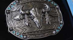 M&F WESTERN Nocona Rectangle Arrow Skull Feather Buckle 37007