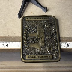 VTG 1983 LIMERICK II SAFETY WORKER AWARD SOLID BRASS USA MENS BELT BUCKLE BECHTE