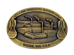 JI Case Threshing Machine Co Pewter Belt Buckle Racine WI Ltd Edition Vintage