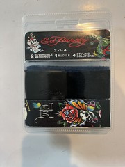 Ed Hardy belt set 1 buckle 2 webbings Black with skull/rose Dark blue #69780 $47