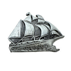 Vintage Belt Buckle Sail Boat Sailboat Ship Pirate Ship