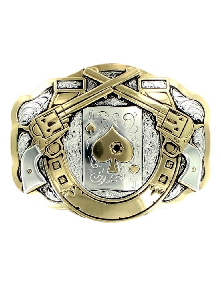 Crumrine Western Belt Buckle Double Barrel Silver Bronze Black C11259