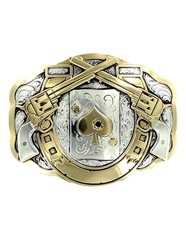 Crumrine Western Belt Buckle Double Barrel Silver Bronze Black C11259