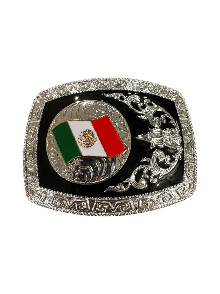 Mexico Cowboy Western belt Buckle Hebilla Vaquera Con Bandera Mexico