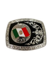Mexico Cowboy Western belt Buckle Hebilla Vaquera Con Bandera Mexico