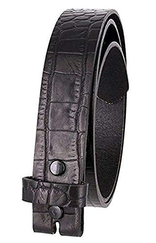 MZ Crocodile Embossed Pattern 1-3/8&Prime; (35mm) Wide Leather Belt Strap 36, Black