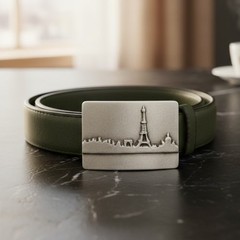 Paris City Silhouette Belt Buckle Skyline Metal Modern Urban Design