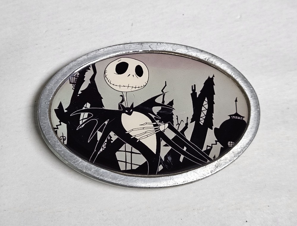Vintage Jack Skellington Heavy Aluminum Belt Buckle Night Before Christmas