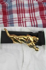 Men Women Teen Fashion Buckle Gold Metal Panther Narrow Skinny Belt Animal