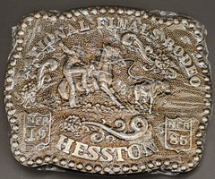 New Vintage 1985 belt buckle NATIONAL FINALS RODEO western HESSTON NFR fellows